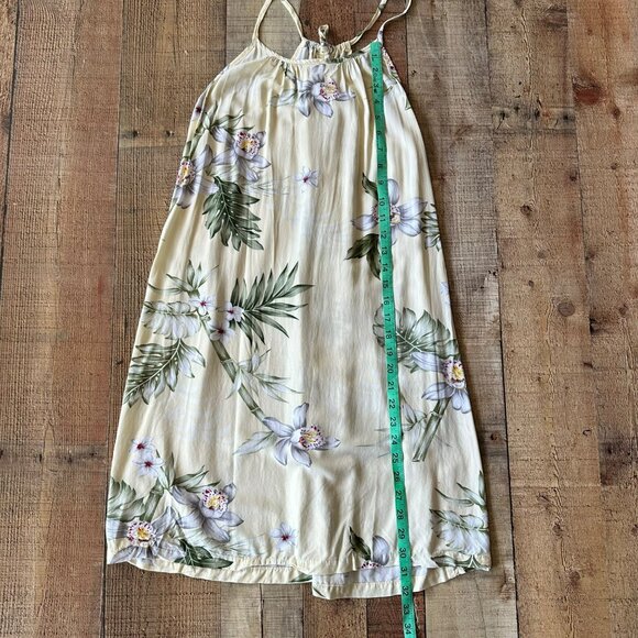 Vintage Winnie Fashion Floral Dress Size S Yellow Hawaiian Halter Swim Cover up - Picture 3 of 8